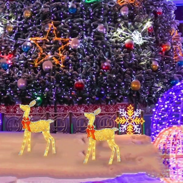 Upplyst Julren Utomhusdekor, Ren-dekor med LED-lampor, Förbelyst Juldekor för Trädgård - xindaren Fawn-7.8inch