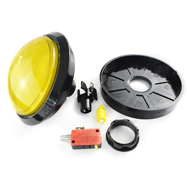 100mm Stor Rund Trykknap LED-belyst med Mikrobryter til DIY Arcade-Xin Yellow