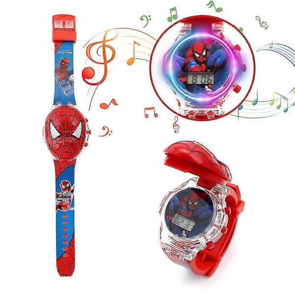 Blinkande Musikklocka Barnleksaker Pojkar Flickor Marvel Avengers Ljusande Klocka-Xin Spiderman