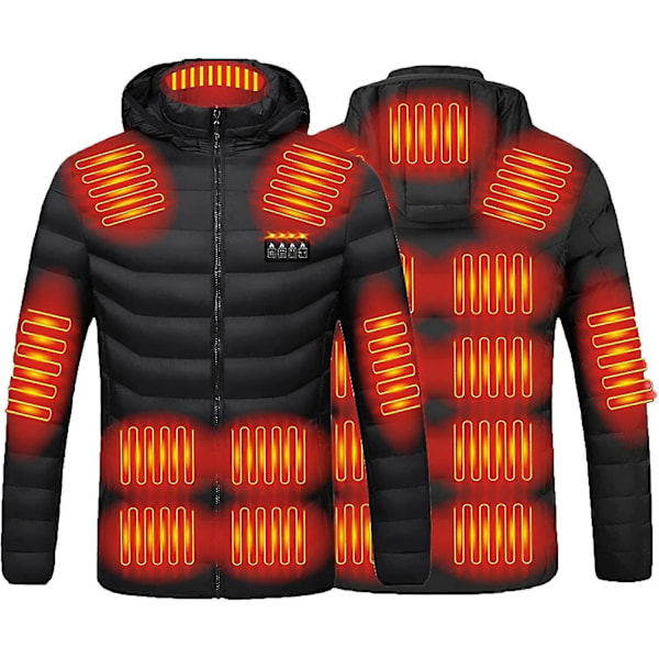 Heated Jacket for Men and Women Heated Coat Hooded Heating Warm Jackets Windproof Usb Charging Electric Body Warmer-Xin Black 5X-Large