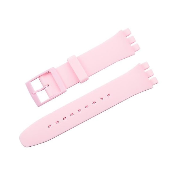 Passer for Swatch jelly tre-øye klassisk 12/17/19/20MM tre-spiss stjerne silikonrem-Xin Nude Pink 12mm