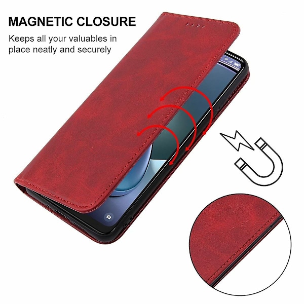 Magnetisk læderetui kompatibelt med TCL 50 5G-xindaren Red