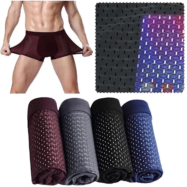 4-pack Bambus Boxer Shorts för Män Mikrofiber Boxer Briefs Underkläder Kompression Stretch-Xin 2XL