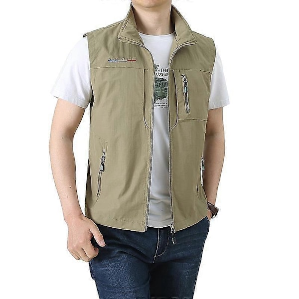Herr Frilufts Sommar Arbetsväst Vår Multi-fickor Taktisk Västar Stor Storlek M-6XL Man Vandring Fiske Ärmlösa Jackor-xindaren dark grey XXXXL