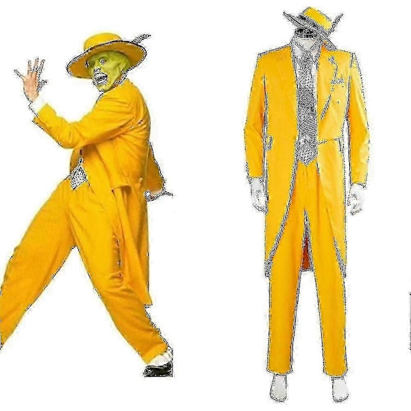 Movietv The Mask Jim Carrey Cosplay Kostumesæt Unisex Voksen Guldragt Uniform Outfits Halloween-xindaren tuxedo L