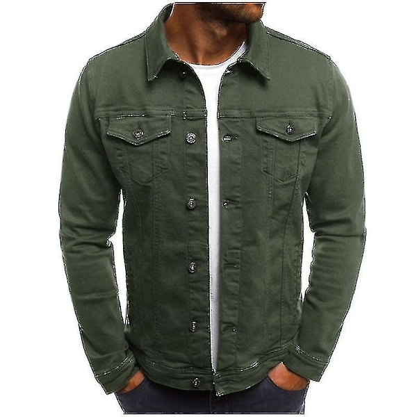 Herre Denim Jeansjakke Kort Slim Fit-Xin Green 2XL