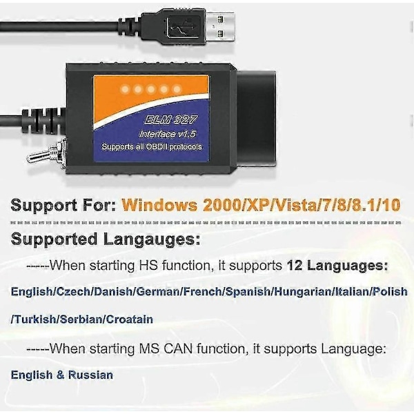 för Ford FORScan ELM327 USB Modifierad OBD2 Scanner V1.5 MS-CAN HS-CAN Kodläsare Scanner-Xin