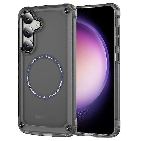 Samsung Galaxy S25 -puhelimen kuori, kosketuspintainen TPU PC -suojaava kuori, MagSafe-yhteensopiva - Läpinäkyvä musta - Xin Transparent Black