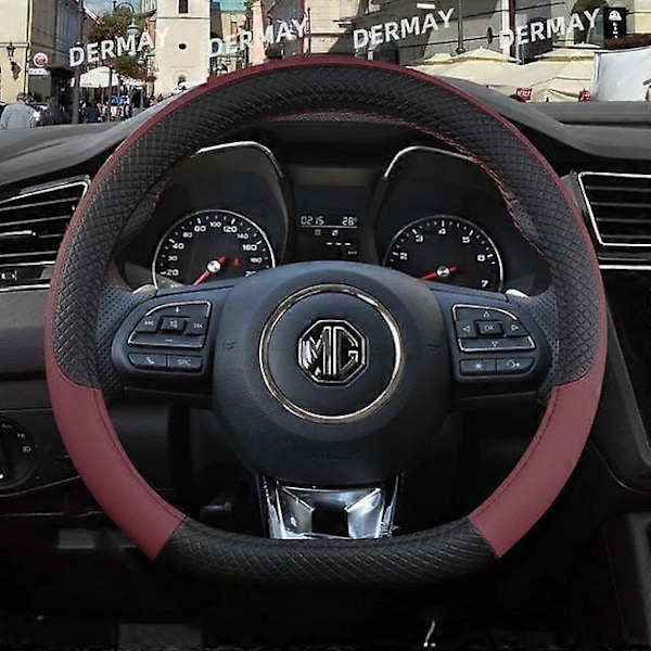 Passer for MG HS ZS EV MG3 3SW MG5 MG6 MG7 ZR EHS EZS GT 9 Farger Bil Ratthjultrekk PU Lær Anti-Skli Bildeler - Xin D shape Wine Red