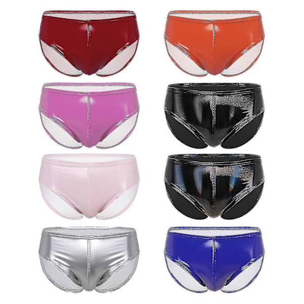 Miesten Wet Look Kiiltonahkaiset Alushousut Joustavalla Vyötärönauhalla Tankotanssiin -xindaren Pink L