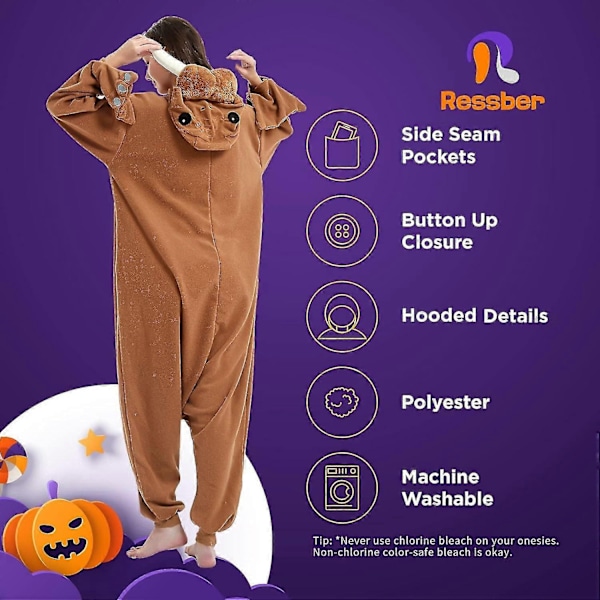 Aikuisille tarkoitetut yhden osan pyjama-asu eläinaiheisella kuviolla, Halloween-asu, joulupyhän pyjama-asu, yhden osan asu - Xin Walrus Large