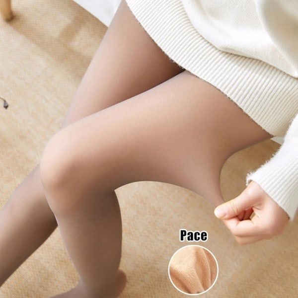 Ben Falsk Gjennomsiktig Varm Fleece Strømpebukse Dame Fleeceforet Tykkere Strømpebukse-Xin Coffee Pace