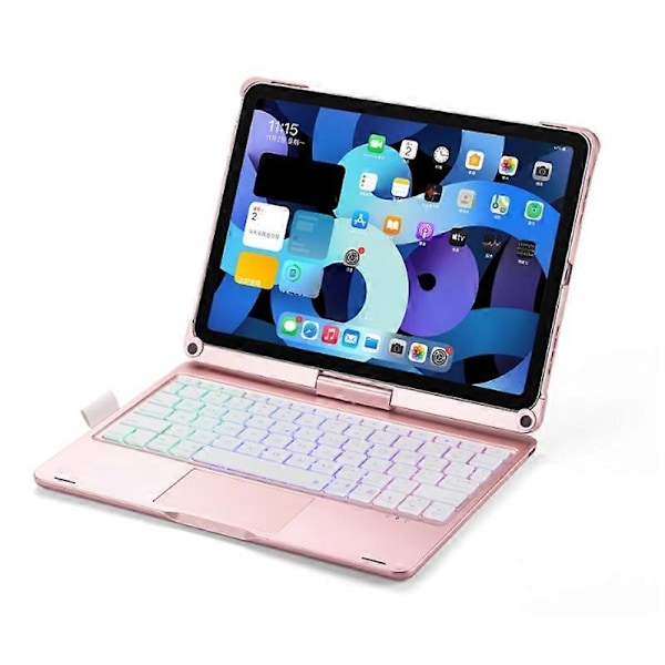 Kompatibel med iPad Pro 12.9 tum 2022/2021/2020/2018 Tablet Bluetooth tangentbord med pekfunktion, bakgrundsbelysning och 360 graders rotation - xindaren Rose Gold
