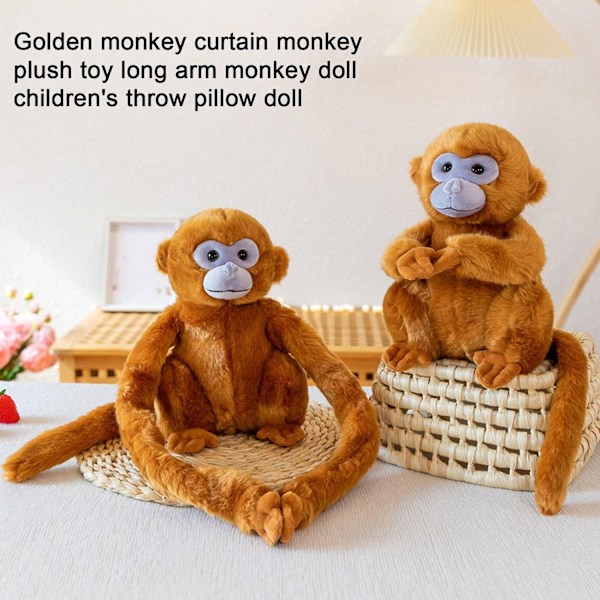 Golden Monkey Plyslegetøj Blødt Udstoppede Dyr Dukke Simulation Langarmet Abe Plysdyr Baby Sovende & Beroligende Ledsager Legetøj Fødselsdagsgave - xindaren