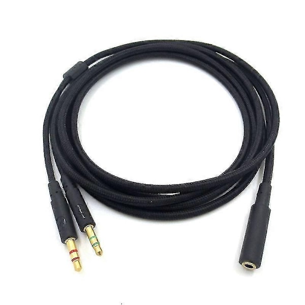 3,5 mm Universal 2-i-1 Spillingshodetelefon Audio - Forlengelseskabel for HyperX Cloud II/Alpha-/Cloud Flight/C-Xin