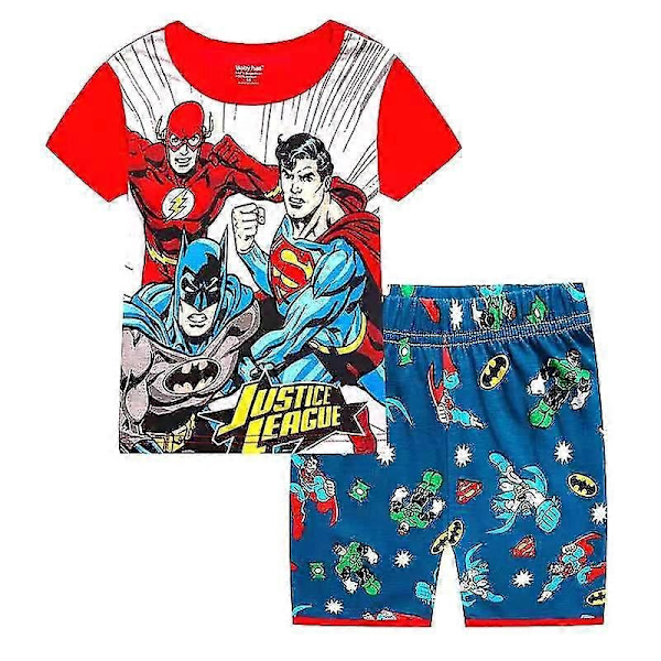 Børne T-shirt og Shorts Sæt til Drenge og Piger - Superhelt, Kortærmet, Sommer Casual Tøj - Xin Three Superhero 4-5 Years