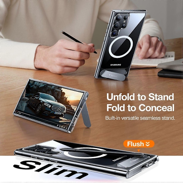 TORRAS Samsung Galaxy S25 Ultra -puhelimen suojakotelo pidikkeellä, TPU+PC -puhelimen suojakotelo, yhteensopiva MagSafe-Xinin kanssa Style A