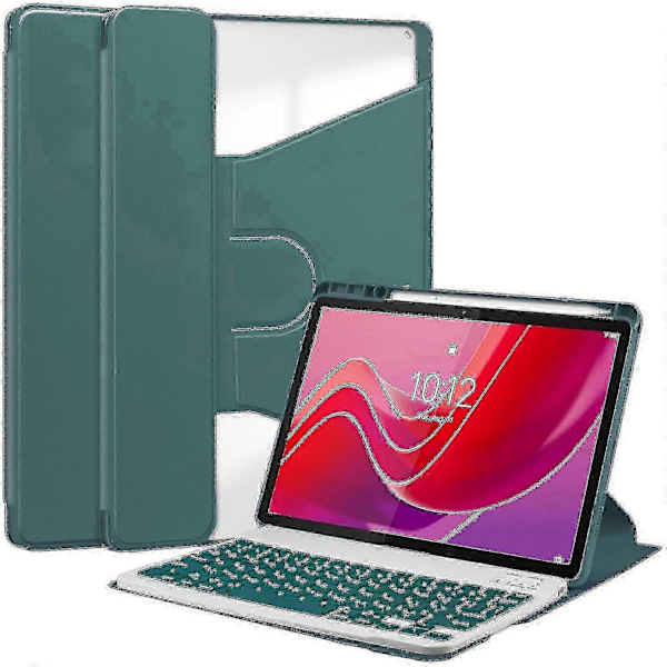 Beskyttelsescover til Lenovo Tab M11 (xiaoxin Pad 11 2024) PU + akryl tablet stand beskyttelsescover med bluetooth tastatur-Xin Dark green Style C Lenovo Tab M11 (Xiaoxi