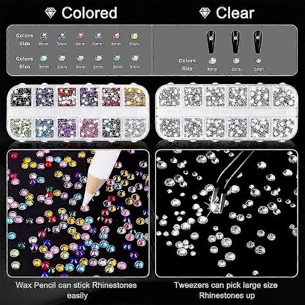 4000 Strass-stenar 2st 25ml Lim för Strass-stenar, 1 Vaxpenna för Art-Xin