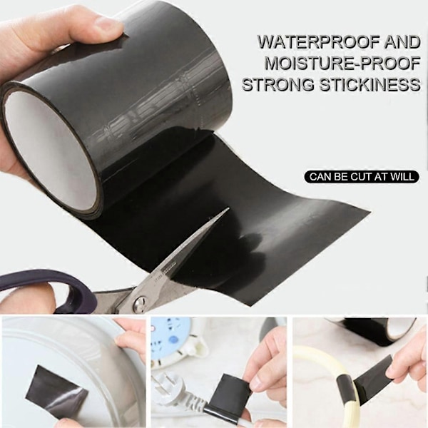 Supersterk Fiber Vanntett Tape-xindaren Black 5X150cm