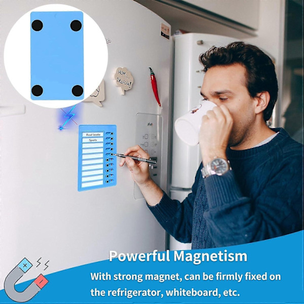 Lasten Kotitehtävätaulu - Minun Kotitehtävärutiini - Tyhjä Muovinen Tarkastustaulu 2 Irrotettavalla Korttipaperilla ja 4 Magneetti-Xin Blue Simplicity