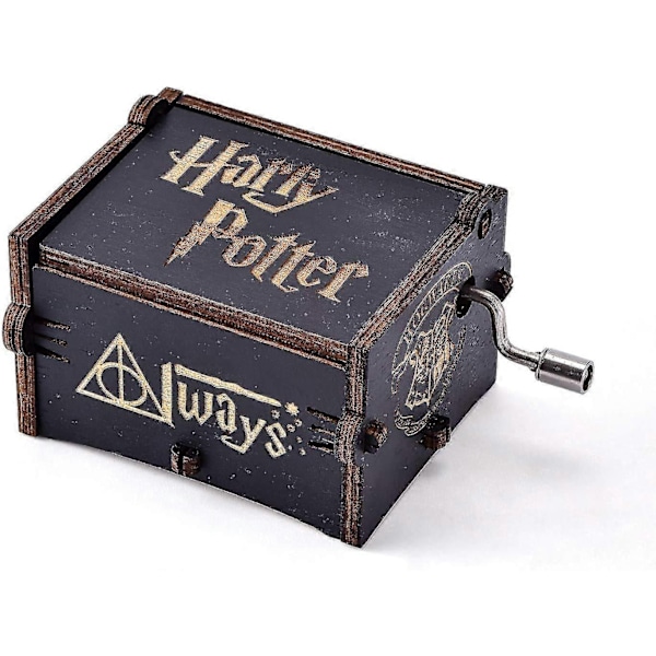 Harry Potter -teemamusiikkilaatikko, klassinen vintage-lahja puisella koristeella (musta)-Xin