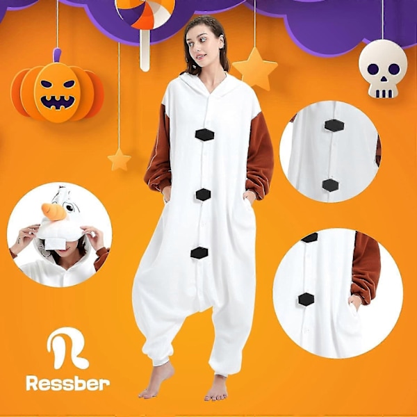 Aikuisille tarkoitetut yhden osan pyjama-asu eläinaiheisella kuviolla, Halloween-asu, joulupyhän pyjama-asu, yhden osan asu - Xin Olaf X-Large