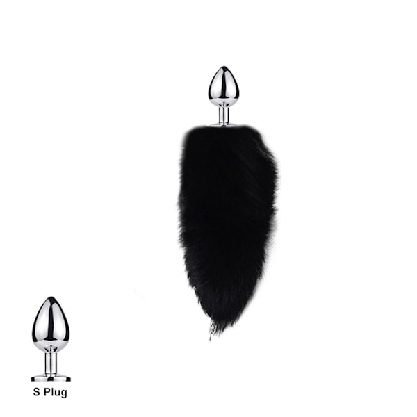 Svansplugg Rävsvans Katt Små Rekvisita Äkta Hår Liten Svans Avtagbar Hundleksak Sp-Xin Pure Black S