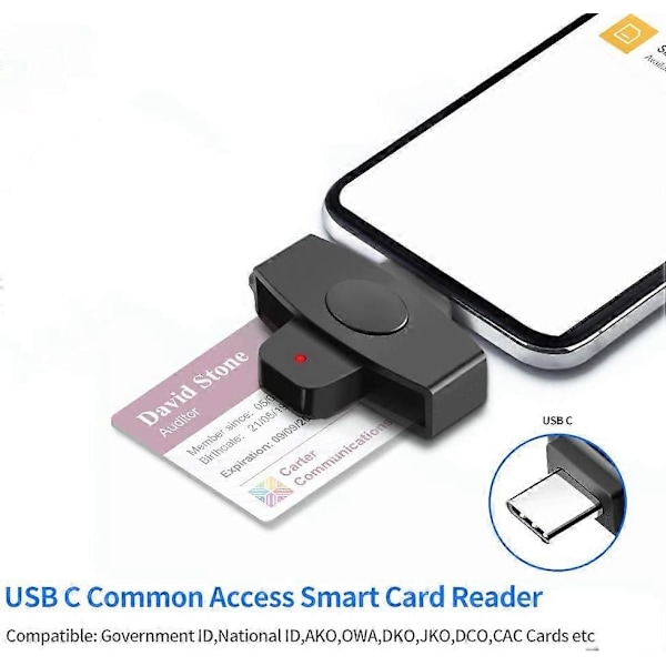 ROCKETEK CSCR3 Type-C Älykäs CAC-kortinlukija IC ID SIM Pankkikorttisovitin kannettaville tietokoneille, Android-puhelimille - Xin