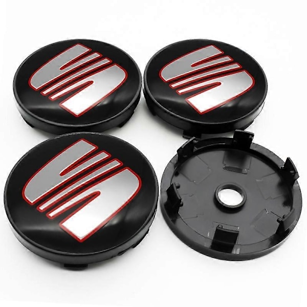 4 stk. 56 mm 60 mm Bilhjul Senter Nav Kapsel Felg Deksel Emblem Klistremerker Tilbehør Kompatibel med Seat Ibiza 6j 6l Fr Ateca Altea Xl Leon 2 Leon-xindaren 60MM black red