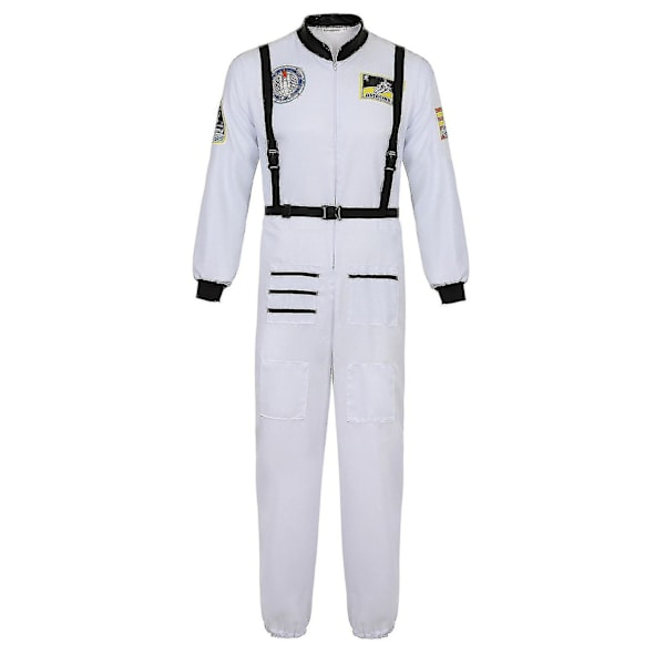 Astronaut Kostume Rumdragt til Voksen Cosplay Kostumer Lynlås Halloween Kostume Par Fly Jumpsuit Plus Size Uniform-Xin White for Men XL