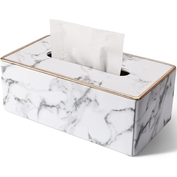 Tissue Box Cover Rectangular, PU Leather Tissue Box Holder for Kleenex, Napkin, Rectangular Tissue Box Covers, Holder for Bathroom Car Home-Xin