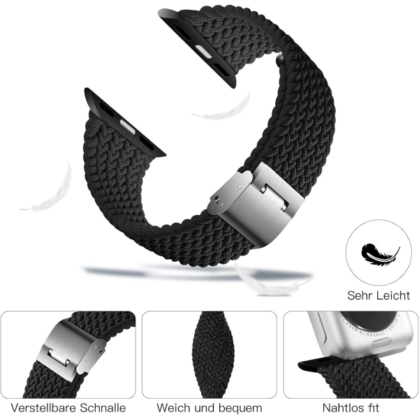 Elastiskt band kompatibelt Apple Watch Armband 40 mm 38 mm för kvinnor/män-Xin