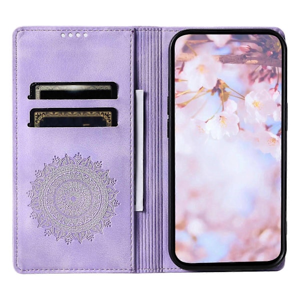 For Samsung Galaxy A55 5G Lærveske Mandala Blomst Lommebok Telefonveske-Xin Style E