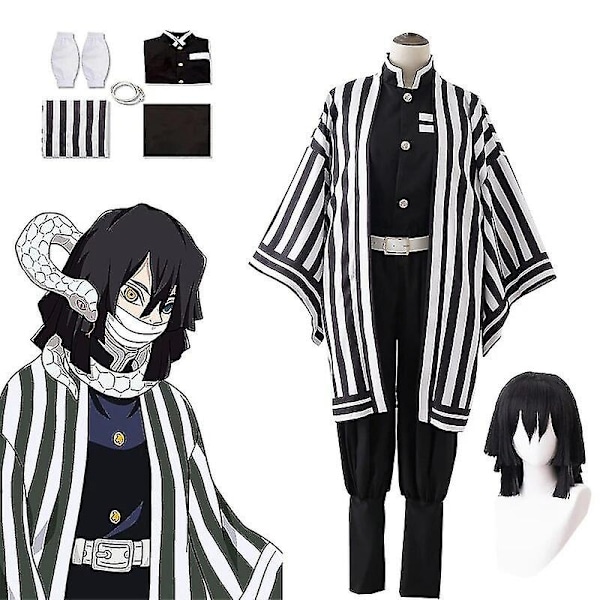 Anime Demon Slayer Iguro Obanai Kimetsu No Yaiba Tanjirou Hvid Slange Paryk Voksen Kimono Halloween Party Cosplay Kostumer-Xin Black XL