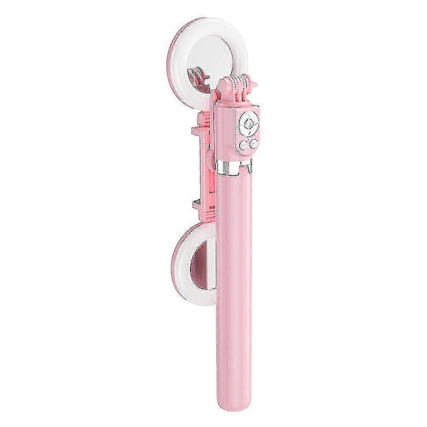 R17ds 1,75 m Bærbar Bluetooth Selfie Stick Udtrækkelig Tripod Telefonholder med Dobbelte Udfyldningslys 360-graders Roterende Fotografering Live Streaming -Xin Pink