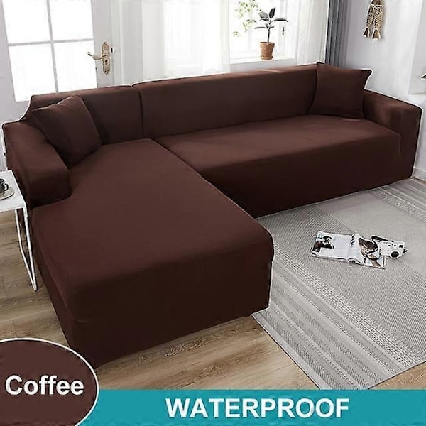 Vandtæt Sofabetræk 1/2/3/4 Personers Sofabetræk til Stue Elastisk Solidt L-formet Hjørnesofabetræk til Sofa Lænestol - Xin coffee 2 Seater 145-185cm
