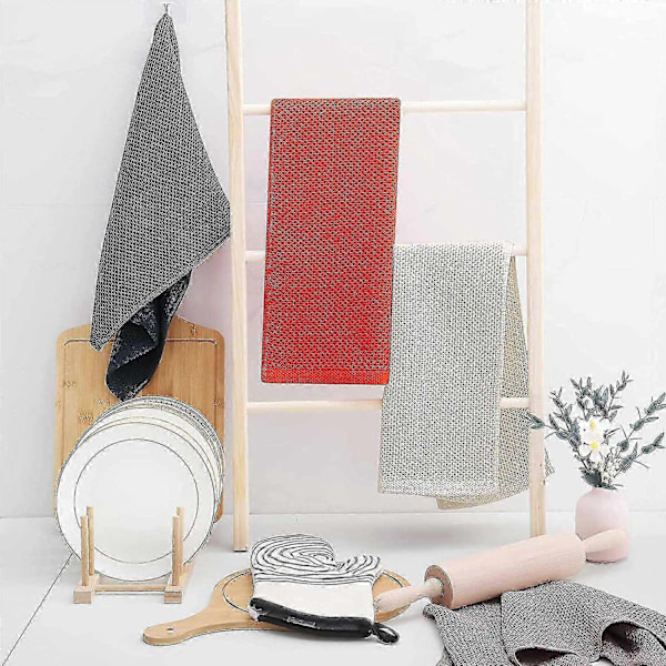 for 6-pakning 100% Bomull Frotté Kjøkkenhåndklær - Hengeløkke for Oppvask - xindaren Apricot 34*73cm