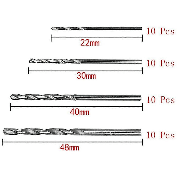 40st 0.5mm - 2.0mm raka mini borr set mini litet borr helslipat snabbstål spiralborr-Xin