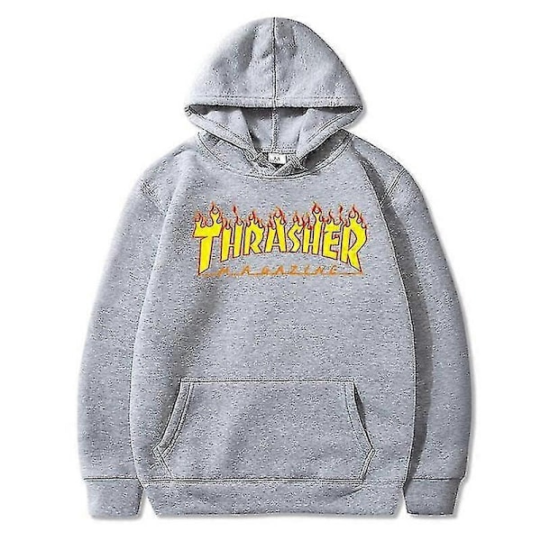 Thrasher Trøje Flame Sweatshirt Casual Top Mode Print Hoodie | Fruugo Au-Xin Grey S