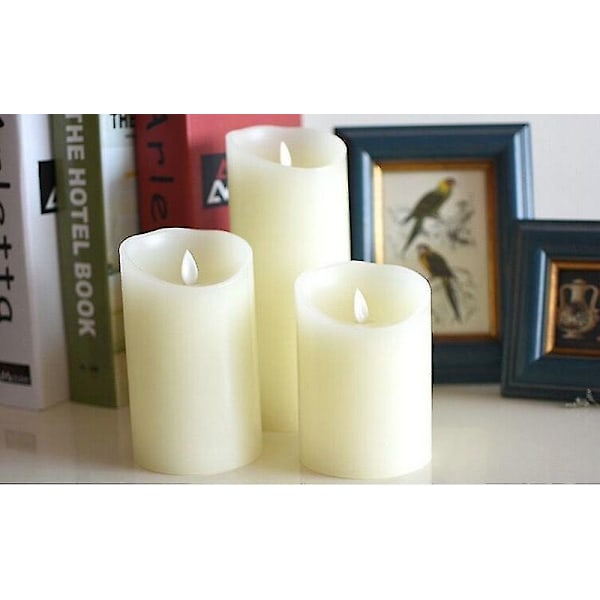 USB oppladbart flammeløst elektrisk lys elfenben dryppfritt parafin dansende veke søylelys hjemmebar bryllup jul-Xin Set of 10-12.5-15CM