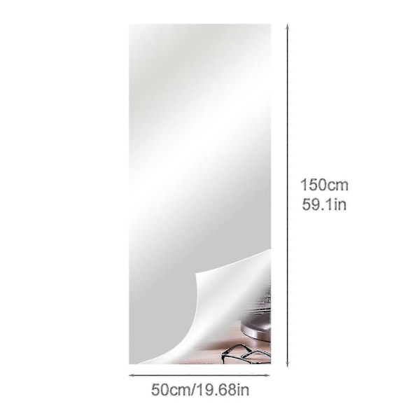 Joustavat peilitarrat, itseliimautuvat ei-lasiset peililaatat, tee-se-itse peiliseinätarrat kodin seinäkoristeluun - Xin 50*150cm*0.1mm