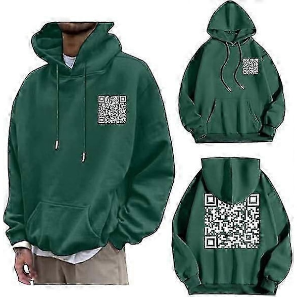 F**k You QR Kode Hættetrøje Sjov QR Scan Kode Joke Hættetrøje Unisex, Unisex Oversize Hættetrøje Sweatshirt Skjorter toppe S-5XL-Xin Green 3XL