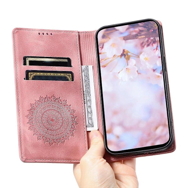 For Samsung Galaxy A55 5G Lærveske Mandala Blomst Lommebok Telefonveske-Xin Style D