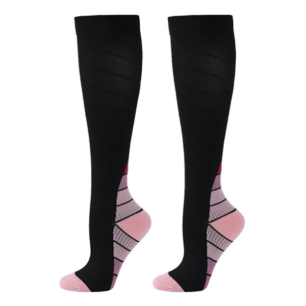 1 Par Sports Kompressionsstrømper Høj Elasticitet Skridsikker Stødsikker Åndbar Blød Unisex Løb Skinnebensbetændelse Rejse Fodbold Lægsokker-Xin Pink M