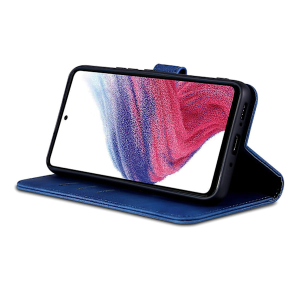 Samsung Galaxy A55 5G Nahkakotelo Lompakko Puhelimen Suojakotelo Magneettilukko - Xin Blue