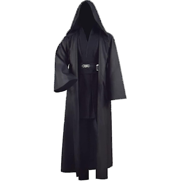 Voksen Tunika Kostume til Jedi Outfit Skywalker Halloween Cosplay Kostume Hættetrøje Kappe Fuld Sæt Uniform Tre Versioner-Xin Black 4X-Large