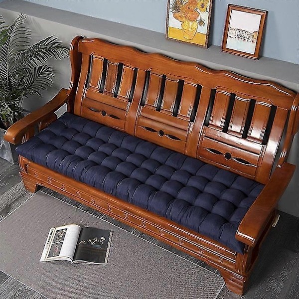 Fire årstider generel fortykket lang massivt træ sofahynde - Xin navy blue 53*160cm