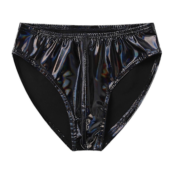 Miesten Wet Look Kiiltonahkaiset Alushousut Joustavalla Vyötärönauhalla Tankotanssiin -xindaren Black B 4XL