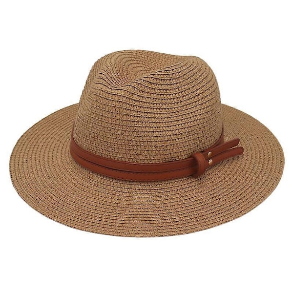 Ny Naturlig Panama Blød Formet Stråhat Sommer Dame/Herre Bredskygget Strand Solhat UV Beskyttelse Fedora Hat-xindaren White